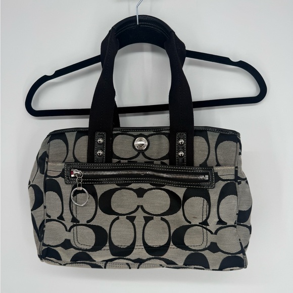 Coach Handbags - Coach Signature Canvas Satchel Black